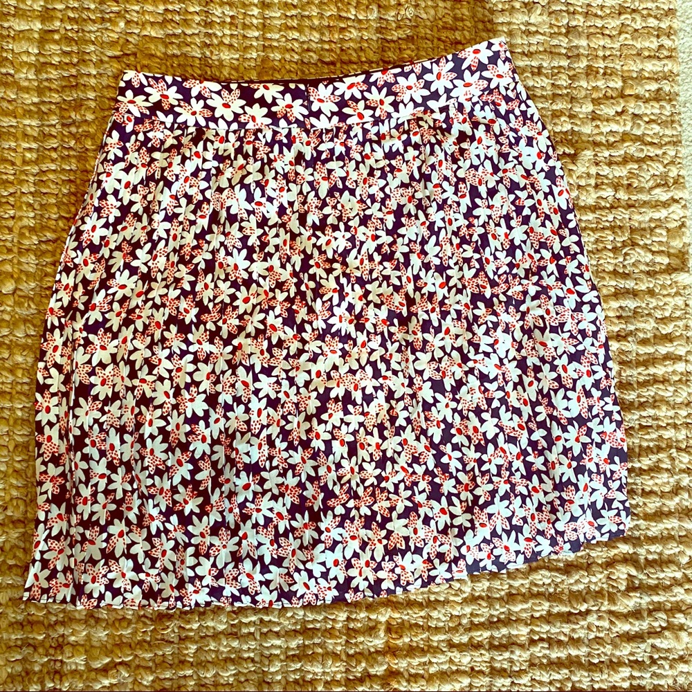 J Crew floral print pleated skirt